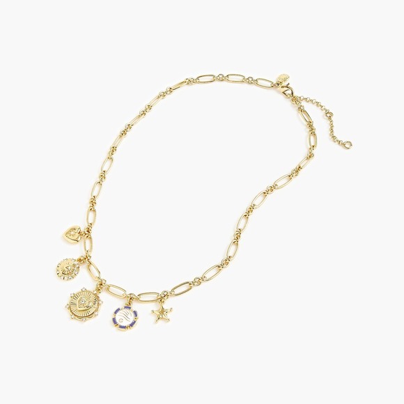 J.Crew Jewelry - J.Crew Gold Tone Paperclip Chain Charm Necklace Celestial Heart Star CQ114 NEW